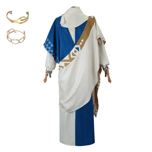 Game Reverse 1999 Six Atticus Cosplay Costume Retro Pastor Robe Printed White Cloak