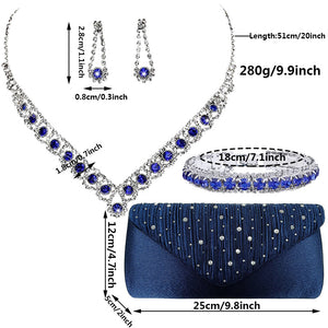 Retro Rhinestone Silver Jewelry Sets Women Satin Silver Shawls and Wraps with Buckle for Wedding Bridal Party Evening Dresses