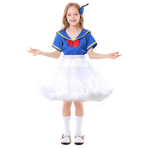 Donald Duck Cartoon Costume Dance Fluffy Skirt Navy Sailor Uniform Stage Clothing