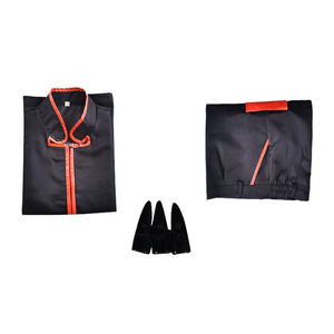 Anime Shaman King Yoh Asakura Cosplay Costume Black Martial Arts Uniform Halloween