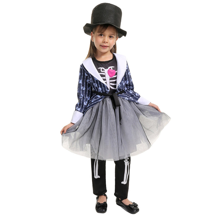 Skeleton Girl Performance Clothing Cosplay Costume Magician Halloween Party Uniform