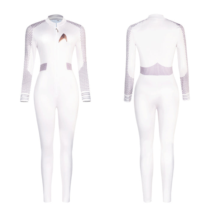 Star Trek Strange New Worlds Kristen Cosplay Costume White Tight Fitting Jumpsuit