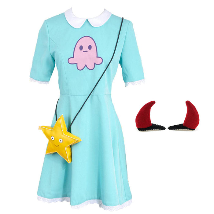 Star vs.the Forces of Evil Magic Princess Star Butterfly Adult Child Dress Horns Cosplay Costume