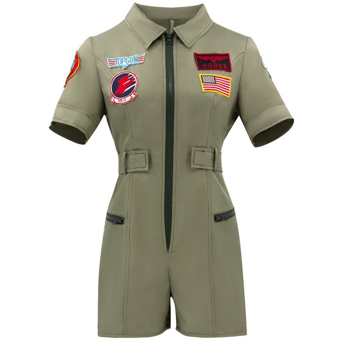 Top Gun Maverick Stewardess Cosplay Costume Pilot Flight Attendant Uniform Jumpsuit