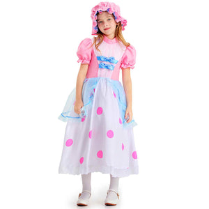 Toy Story Bo Peep Cosplay Costume Anime cartoon Pink Polka Dot Princess Dress