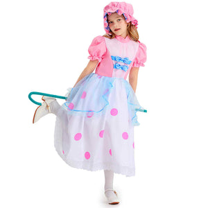 Toy Story Bo Peep Cosplay Costume Anime cartoon Pink Polka Dot Princess Dress