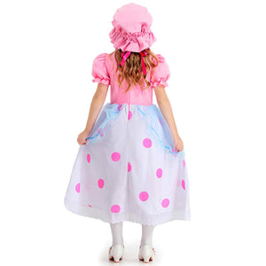 Toy Story Bo Peep Cosplay Costume Anime cartoon Pink Polka Dot Princess Dress