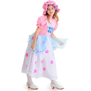 Toy Story Bo Peep Cosplay Costume Anime cartoon Pink Polka Dot Princess Dress