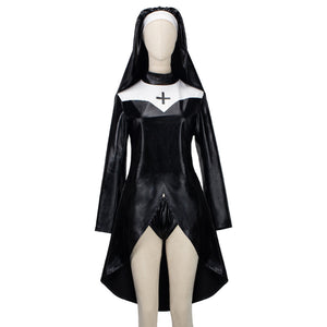 Vampire Nun Horror Black Cosplay Costume Medieval Church Renaissance Gothic Robe