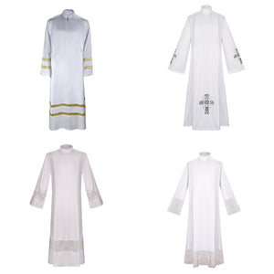 White Priest Robe Medieval Cospaly Costume Mission of the Church Father Sings Costume