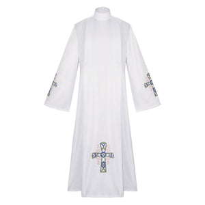 White Priest Robe Medieval Cospaly Costume Mission of the Church Father Sings Costume