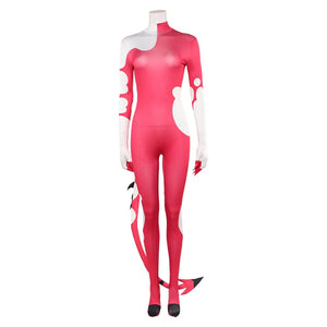Women Anime Blitzo Cosplay Costume Elastic Red Jumpsuit With Tail