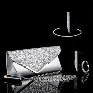 Women Sequin Dress Clutch Purse Jewelry Set Retro Elegant Jewelry Set for Evening Wedding Party