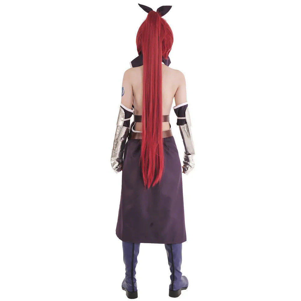 Anime FAIRY TAIL Erza Scarlet Cosplay Costume Purple Outfit Combat Clothing  Halloween Uniform- Cosplayflying