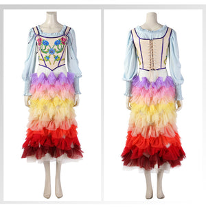 The Hunger Games Lucy Gray Baird Cosplay Costume Ballad Rainbow Dress Cake Skirt Corset Vest Suit