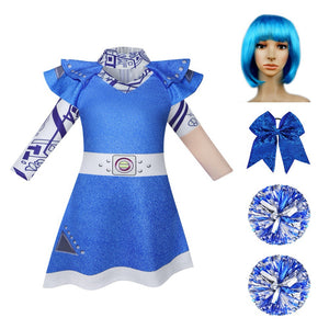 Zombie 3 Cosplay Costume Girl Cheerleading Uniform Blue Dress Halloween Party Clothing