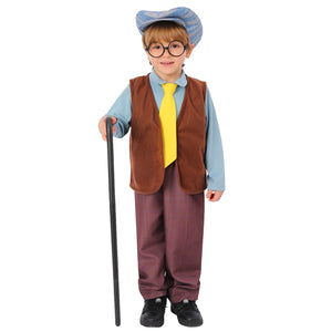 Kids Halloween Cosplay Suit Grandpa Costume Vest Hat School 100 Days Party Shows Outfits