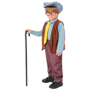 Kids Halloween Cosplay Suit Grandpa Costume Vest Hat School 100 Days Party Shows Outfits