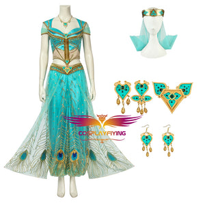 2019 Movie Aladdin Disney Princess Jasmine Adult Women Cosplay Costume Full Set with Accessories for Halloween Carnival