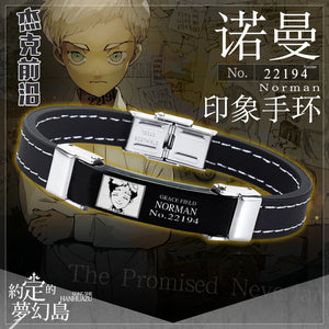 Anime The Promised Neverland Phil Gilda Don Ray Norman Emma Cosplay Prop Black Faux Leather Armlet Cuff Bracelets Bangle