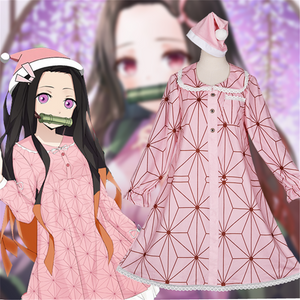 Anime Demon Slayer: Kimetsu no Yaiba Kamado Nezuko Cosplay Costume Pink Pajamas Sleepwear