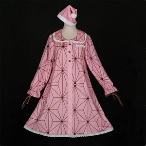Anime Demon Slayer: Kimetsu no Yaiba Kamado Nezuko Cosplay Costume Pink Pajamas Sleepwear