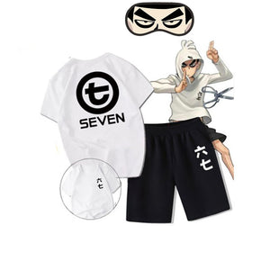 Anime Scissor Seven/Killer Seven White T-shirt Black Shorts Black Tops Child/Adult Size