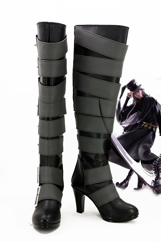 Anime Comics Black Butler Under Taker Cosplay Shoes Boots Custom Made for Adult Men and Women Halloween Carnival Version B