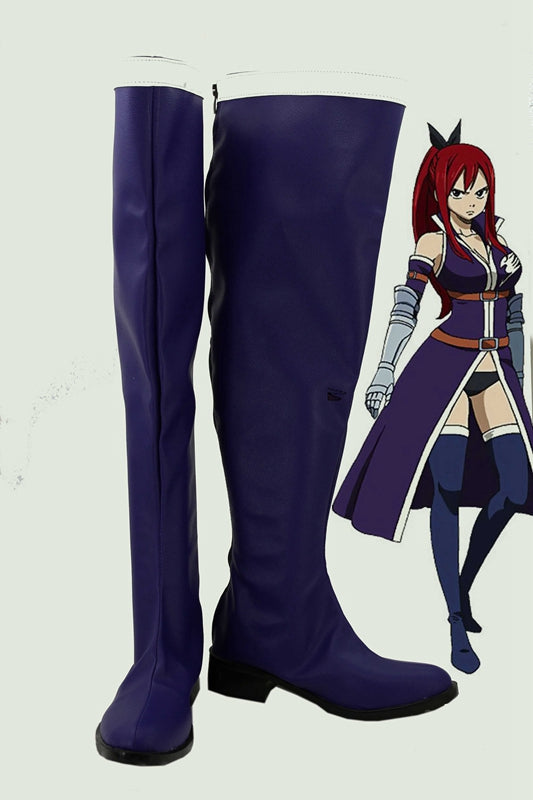 Anime Comics Fairy Tail Erza Scarlet Cosplay Shoes Boots Custom Made for Adult Men and Women Halloween Carnival
