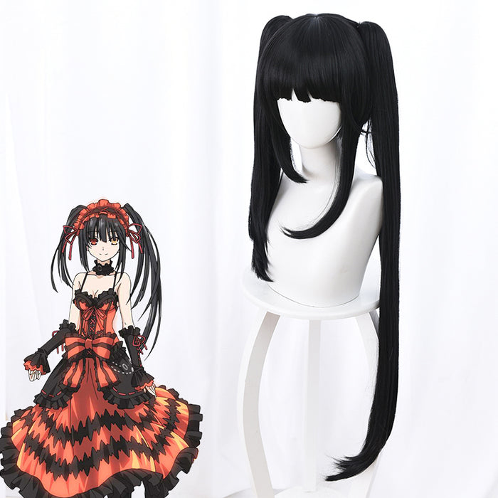 Anime Date A Live Nightmare Tokisaki Kurumi Black Long Horsetail Cosplay Wig Cosplay for Girls Adult Women Halloween Carnival Party