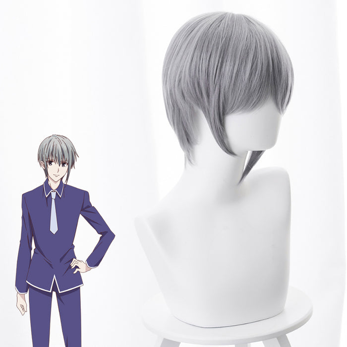 Anime Fruits Basket Soma Souma Yuki Gray Short Cosplay Wig Cosplay for Boys Adult Men Halloween Carnival Party