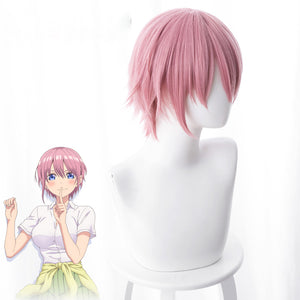 Anime Gotoubun No Hanayome The Quintessential Quintuplets Ichika Nakano Pink Short Cosplay Wig Cosplay for Girls Adult Women Halloween Carnival Party