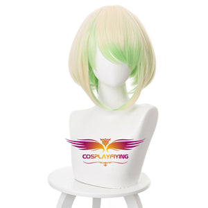 Anime Movie PROMARE Mad Burnish Lio Fotia 30cm Short Yellow Green Gradient Cosplay Wig Cosplay for Girls Adult Women Halloween Carnival Party