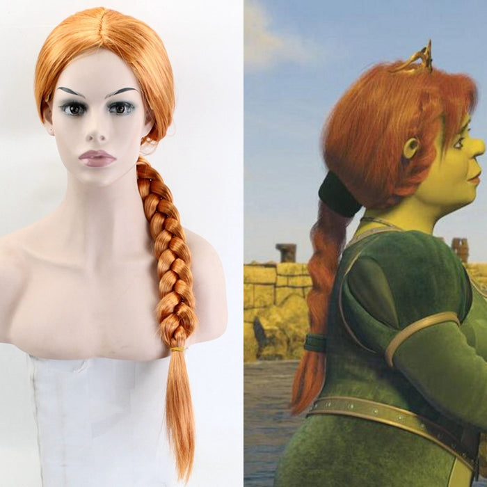Anime Movie Shrek Princess Fiona Orange Braided Hair Cosplay Wig Cosplay for Adult Women Halloween Carnival