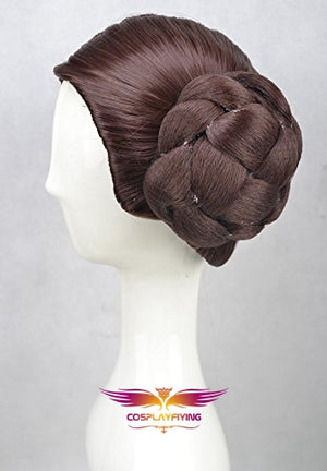 Movie Star Wars Princess Leia Organa Solo Short Brown Two Buns Cosplay Wig Cosplay for Girls Adult Women Halloween Carnival
