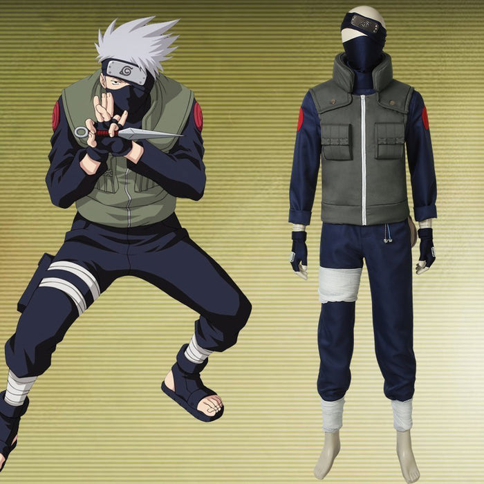 Naruto Cosplay Costumes Hatake Kakashi Cosplay Costume Halloween Carnival  Party Uniform Vest Gloves Coat Pants Protect the Forehead 5 Piece Set :  : Toys & Games
