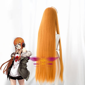 Anime Persona 5 Futaba Sakura Orange Long Straight Cosplay Wig Cosplay for Girls Adult Women Halloween Carnival Party