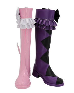 Anime Pretty Rhythm Kaname Amamiya Pink Purple Cosplay Shoes Boots Custom Made for Adult Men and Women Halloween Carnival