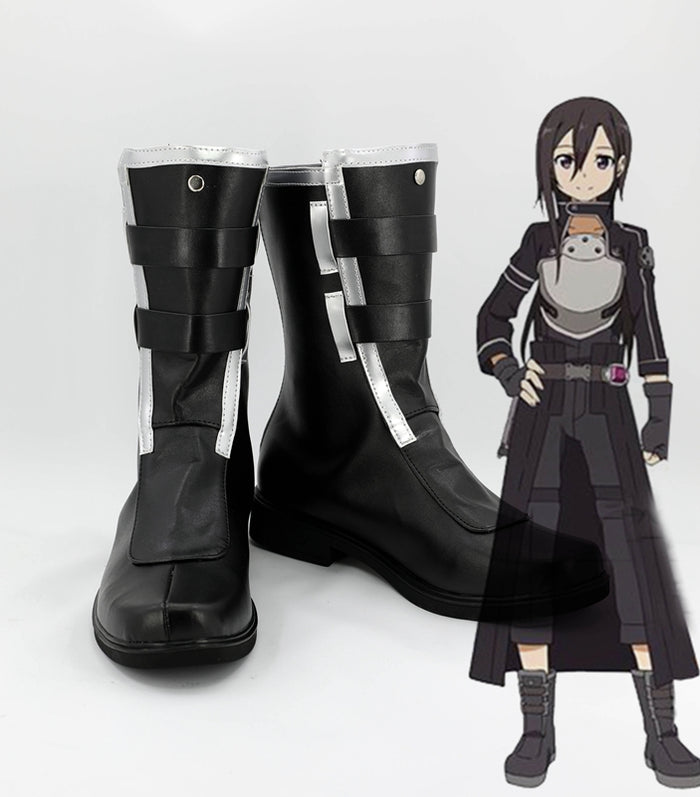 Anime Sword Art Online Ⅱ Phantom Bullet Kirigaya Kazuto Cosplay Shoes Boots Custom Made for Adult Men and Women Halloween Carnival