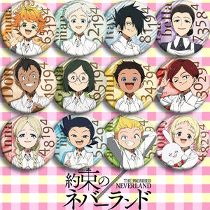 Anime The Promised Neverland 12 Types Badge Emblem Cosplay Props Accessories