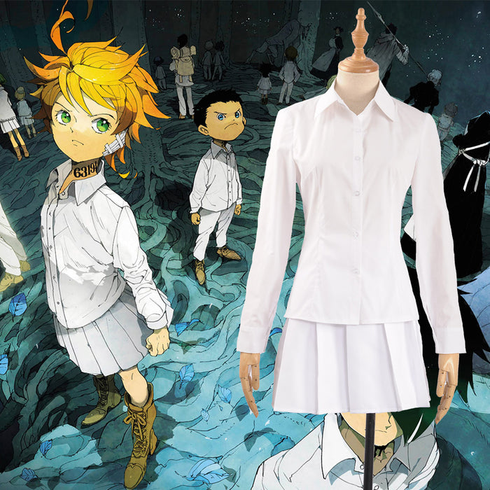 Anime The Promised Neverland Emma Cosplay Costume Custom Made Adult Women Outfit White Shirt Dress Lolita Dress