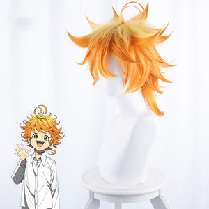 Anime The Promised Neverland Emma Short Yellow Orange Curly Cosplay Wig Cosplay for Boys Adult Men Halloween Carnival Party