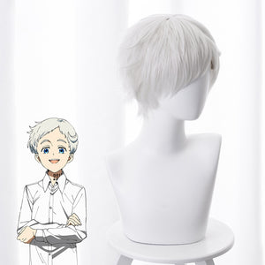 Anime The Promised Neverland Norman Short White Curly Cosplay Wig Cosplay for Boys Adult Men Halloween Carnival Party