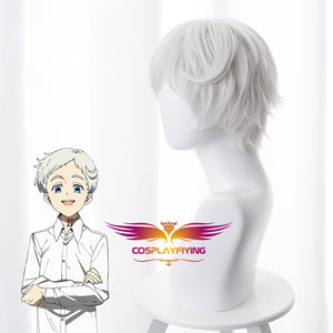 Anime The Promised Neverland Norman Short White Curly Cosplay Wig Cosplay for Boys Adult Men Halloween Carnival Party