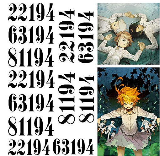 Anime The Promised Neverland Tattoo Stickers Cosplay Props Accessories