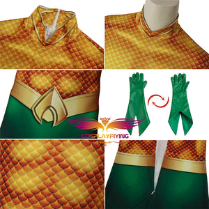 DC Comics Justice League JLA Aquaman Arthur Curry Fancy Jumpsuit Cosplay Costume Full Set for Halloween Carnival