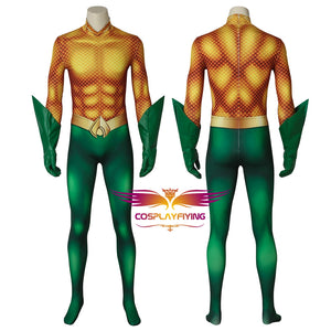 DC Comics Justice League JLA Aquaman Arthur Curry Fancy Jumpsuit Cosplay Costume Full Set for Halloween Carnival