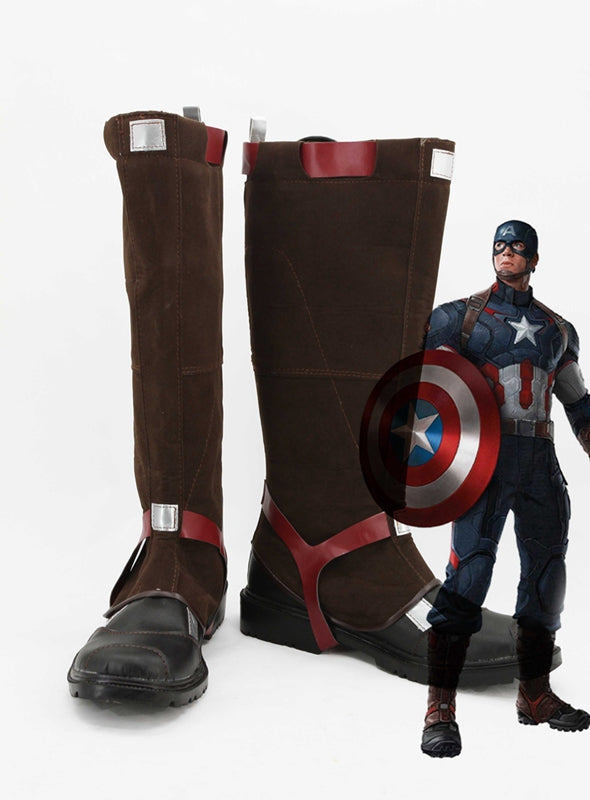 Avengers: Age of Ultron Captain America Cosplay Shoes Boots Custom Made for Adult Men and Women