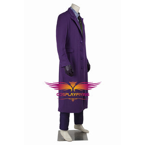 DC Batman: The Dark Knight Joker Cosplay Costume Trench Coat Vest Shirt Pants Tie Gloves without Suit for Halloween Carnival