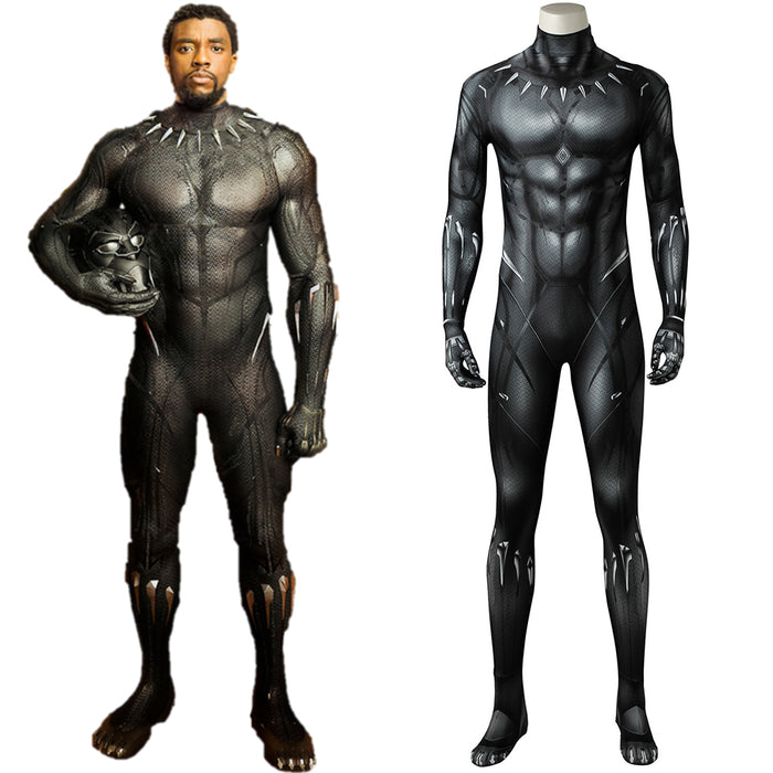 Marvel Movie Avengers Black Panther  T'Challa Battle Jumpsuit Cosplay Costume for Halloween Carnival